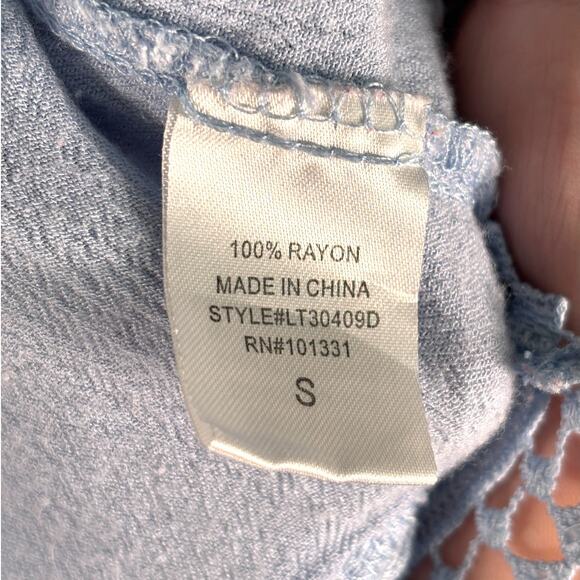 Boho off-shoulder blouse w/ crochet lace trim – S blue - Picture 3 of 7